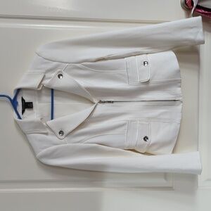 White House Black Market WHBM White Cream Blazer 2
